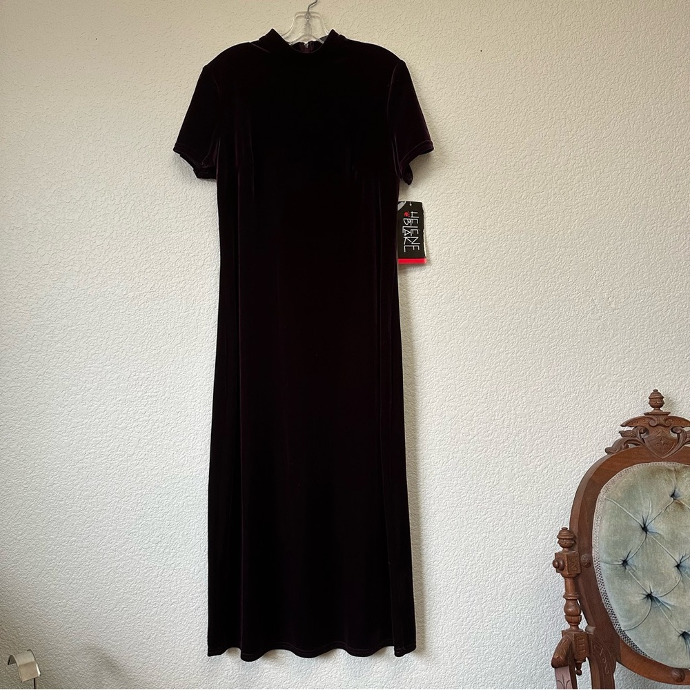 Vintage Helene Blake Purple Velvet Velour Knit Dress size Large